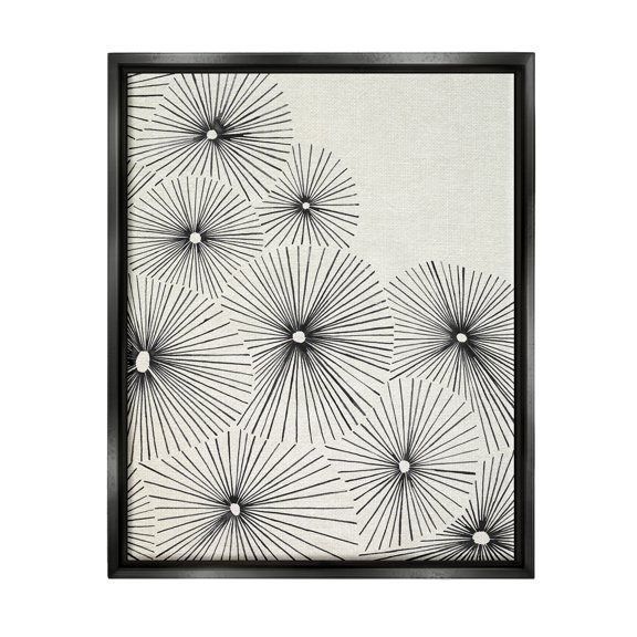 Stupell Industries Contemporary Flowers Abstract Botanical & Floral Drawing Black Floater Framed Art Print Wall Art