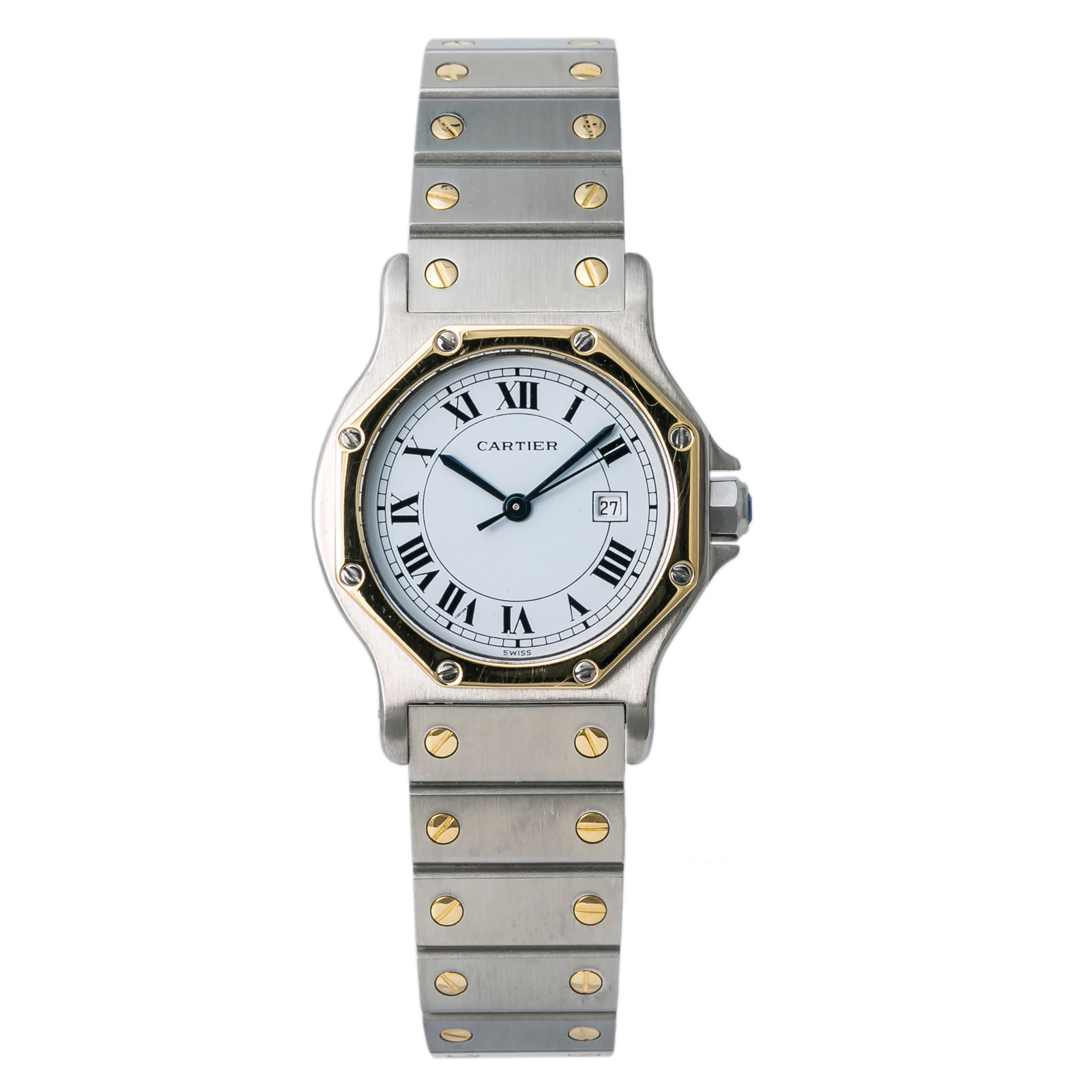 Pre-Owned Cartier Santos Octagon 2966 Steel Women Watch (Certified  Authentic \u0026 Warranty) - Walmart.com