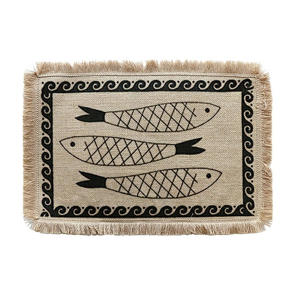Pompotops Clearance Sales Woven Placemats Linen Dining Table Insulation Pads Jute Decorative Mats