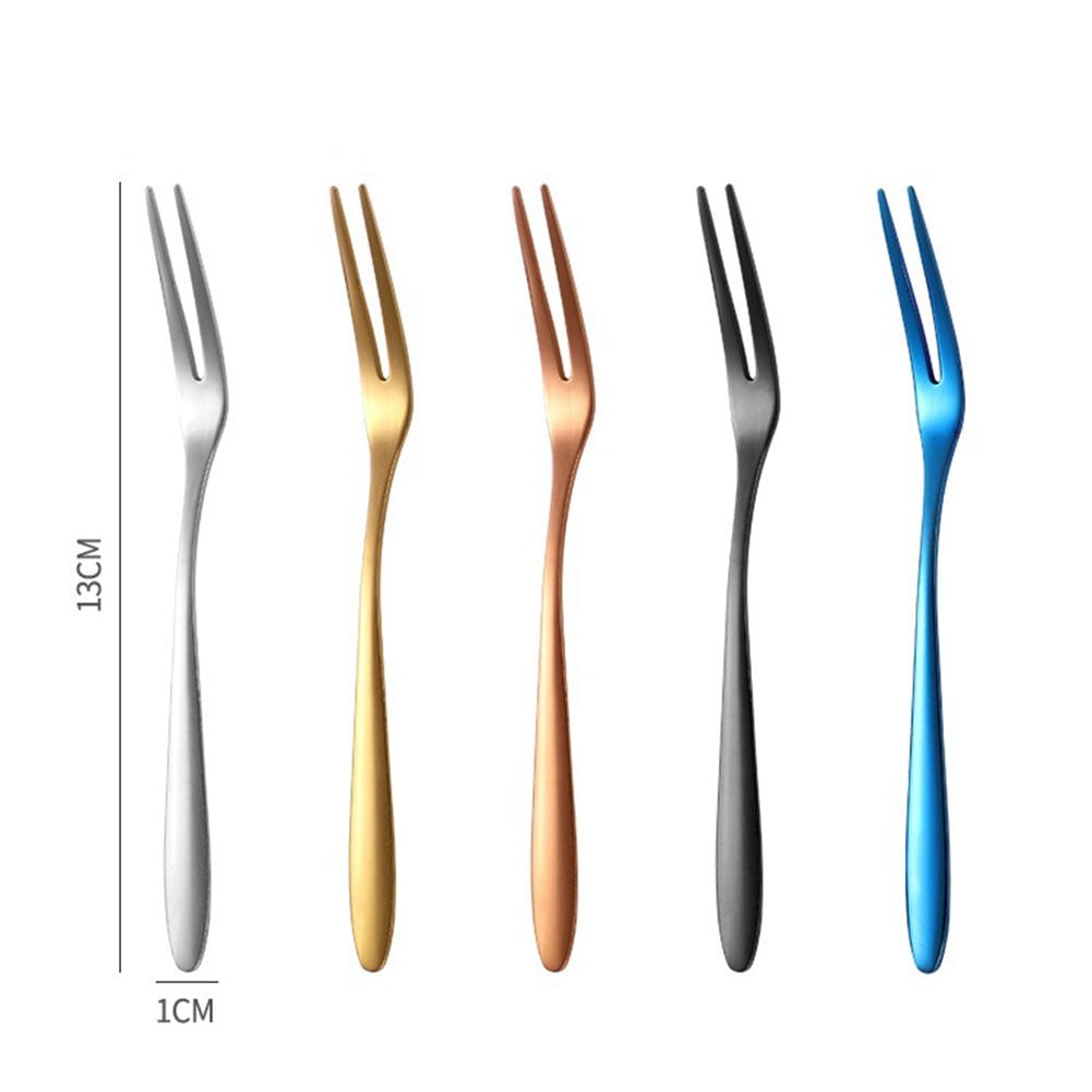 Cz Fourchette, 3 PCS en Acier Inoxydable Fourche à Deux Dents pour gâteaux de Lune, Fruits et gâteaux (Color : Silver, Size : [1542] - Maison