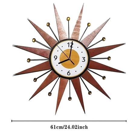 Durable 24 Burnt Atomic Wall Clock Starburst Clock Brass Gold Large Clock Vintage Modern Industrial Clock (Requires Assembly)