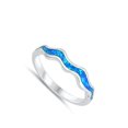 thumbnail image 4 of CHOOSE YOUR COLOR Blue Simulated Opal Wave Wavy Water Surf Ring .925 Sterling Silver Band CZ Female Size 4, 4 of 4