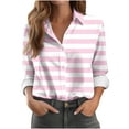 thumbnail image 3 of Karight Striped Button Down Shirts for Women Dress Shirts Long Sleeve Casual Collared Office Work Shirt with Pocket, 3 of 6