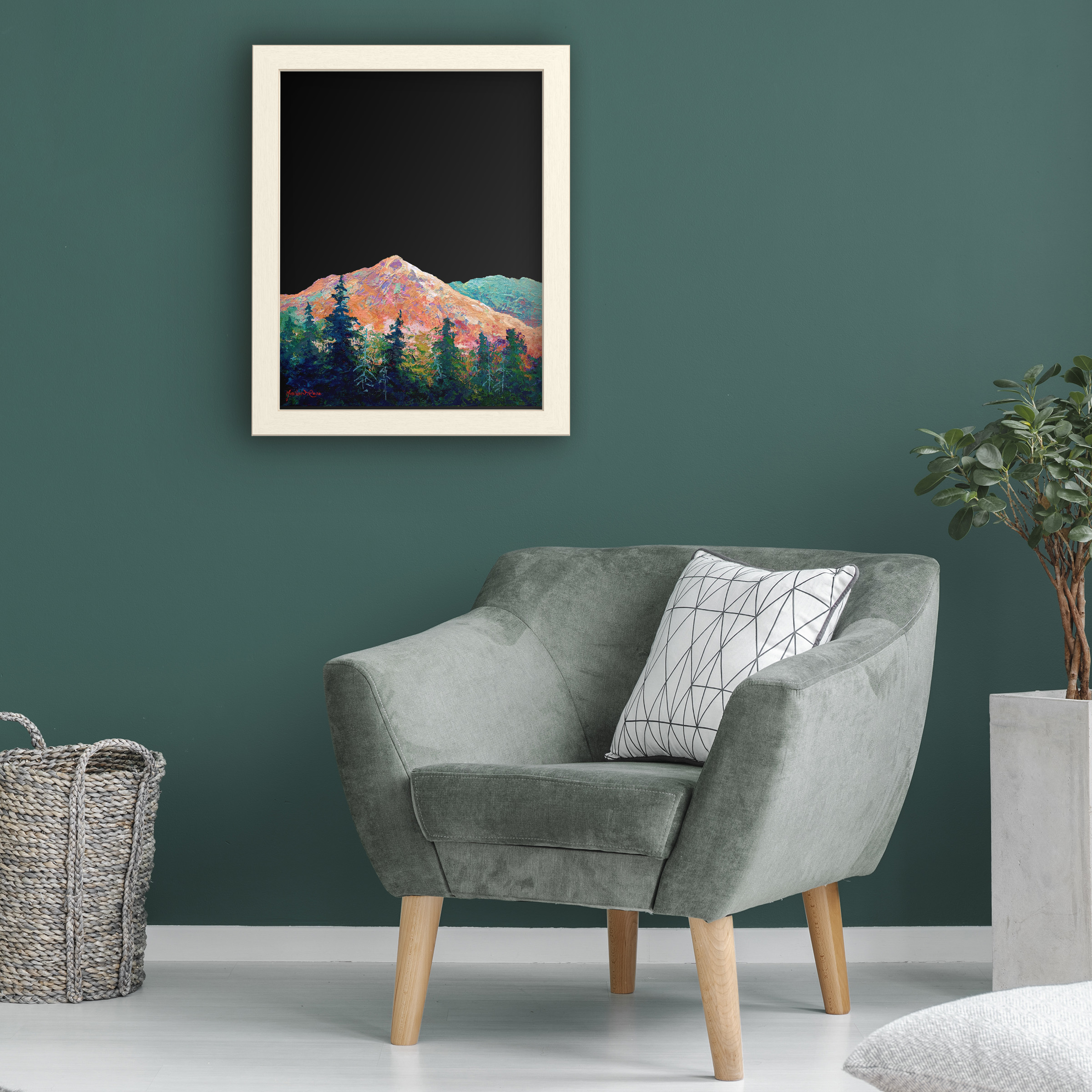 Functional Chalkboard with Printed Artwork - Marion Rose 'Mtn Sentinel' Chalk Board Wall Sign - Ready to Hang