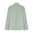 thumbnail image 5 of Lenpel Linen Tops for Women Long Sleeve Collared Curved Hem Pleated Button down Shirts Loose Casual Blouses with Pocket(Green,Medium), 5 of 6