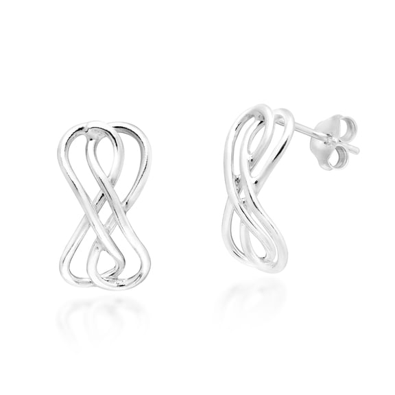 AeraVida Endless Love and Friendship Romantic Promise Double Infinity Symbol Sterling Silver Post Stud Earrings Casual Everyday Wear Jewelry Gifts for Women