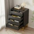 thumbnail image 3 of Commode à 4 Tiroirs avec Grand Rangement, Coffre Moderne en MDF avec Pattes en Métal Doré et Conception Anti-Basculement pour Chambre, Salon, Rangement d'Entrée, 3 of 7