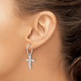 thumbnail image 3 of Sterling Silver Polished CZ Cross Dangle Post C-Hoop Earrings, 3 of 3