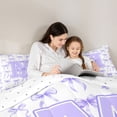 thumbnail image 4 of Manfei Coquette Purple Bowknot Full Size Comforter Sets For Girls,Purple 3D Letter M Monogrammed Bedding Sets,Reversible,3-Piece, 4 of 7