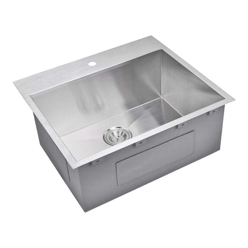 Water Creation 25" x 22" Stainless Steel Single Kitchen Sink Gray