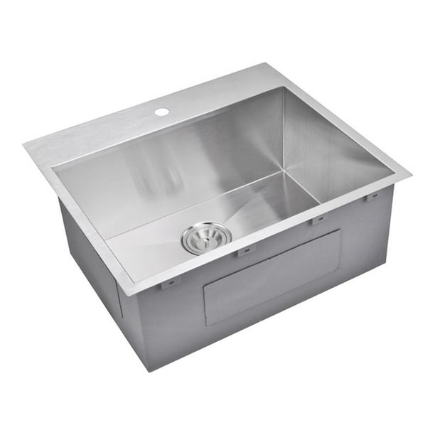 Water Creation 25" x 22" Stainless Steel Single Kitchen Sink Gray