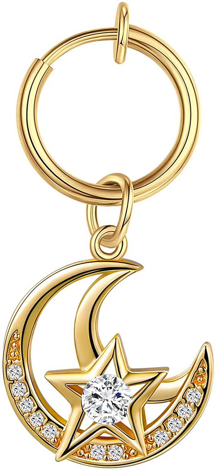 HTWW Clip on Belly Button Rings Fake Belly Piercing Fake Belly Ring Non