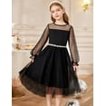 thumbnail image 3 of Arshiner Girls Dresses Contrast Mesh Long Sleeve Twirly High Low Birthday Party Formal Dress, 3 of 10