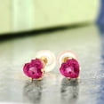 thumbnail image 2 of Gem Stone King 14K Yellow Gold Pink Mystic Topaz 5 Prong Stud Earrings for Women Men (1.20 Cttw, Heart Shape 5MM), 2 of 2