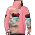 thumbnail image 7 of Picia Cool Cat Pink Sunglasses Pattern Casual Men's Hoodie - Lightweight Hooded Sweatshirt with Kangaroo Pocket, Comfortable Pullover for Everyday, Travel-Large, 7 of 7