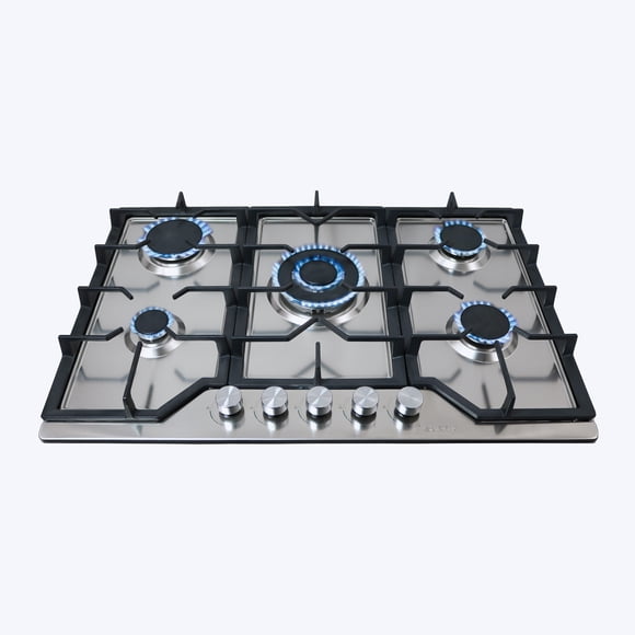 SUPRA Parrilla A Gas Empotrable PIACERE STEEL 76 Acero Inoxidable 5 Quemadores Con Triple Flama Plata 76 cm