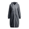 thumbnail image 5 of LAVA Womems Casual Full Zip Up Hoodie Long Oversized Sweatshirt Fall Hoodies with Pockets (Gray, 3XL), 5 of 10