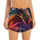 thumbnail image 2 of Balery Colorful Abstract Wave Motion Pantalones cortos deportivos para mujer con forro y dos bolsillos, elásticos, para entrenamiento, gimnasio, yoga-X-Large, 2 of 7