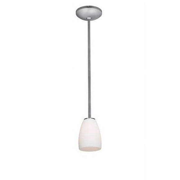 Janine Sherry 28069-1R-BS-OPL 1 Light Cone Glass Pendant in Brushed Steel with Opal Glass
