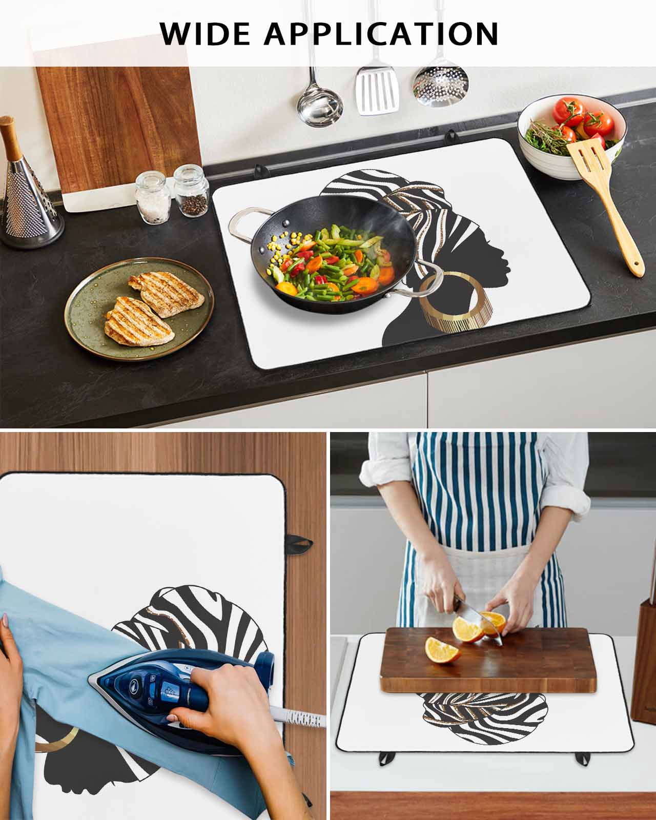Large Induction Cooktop Protector Mat Africans Stove Top Covers for Electric Stove, Modern Abstract Ethnic Women Decorative Stove Burner Cover Mats, Glass Top Stove Cover