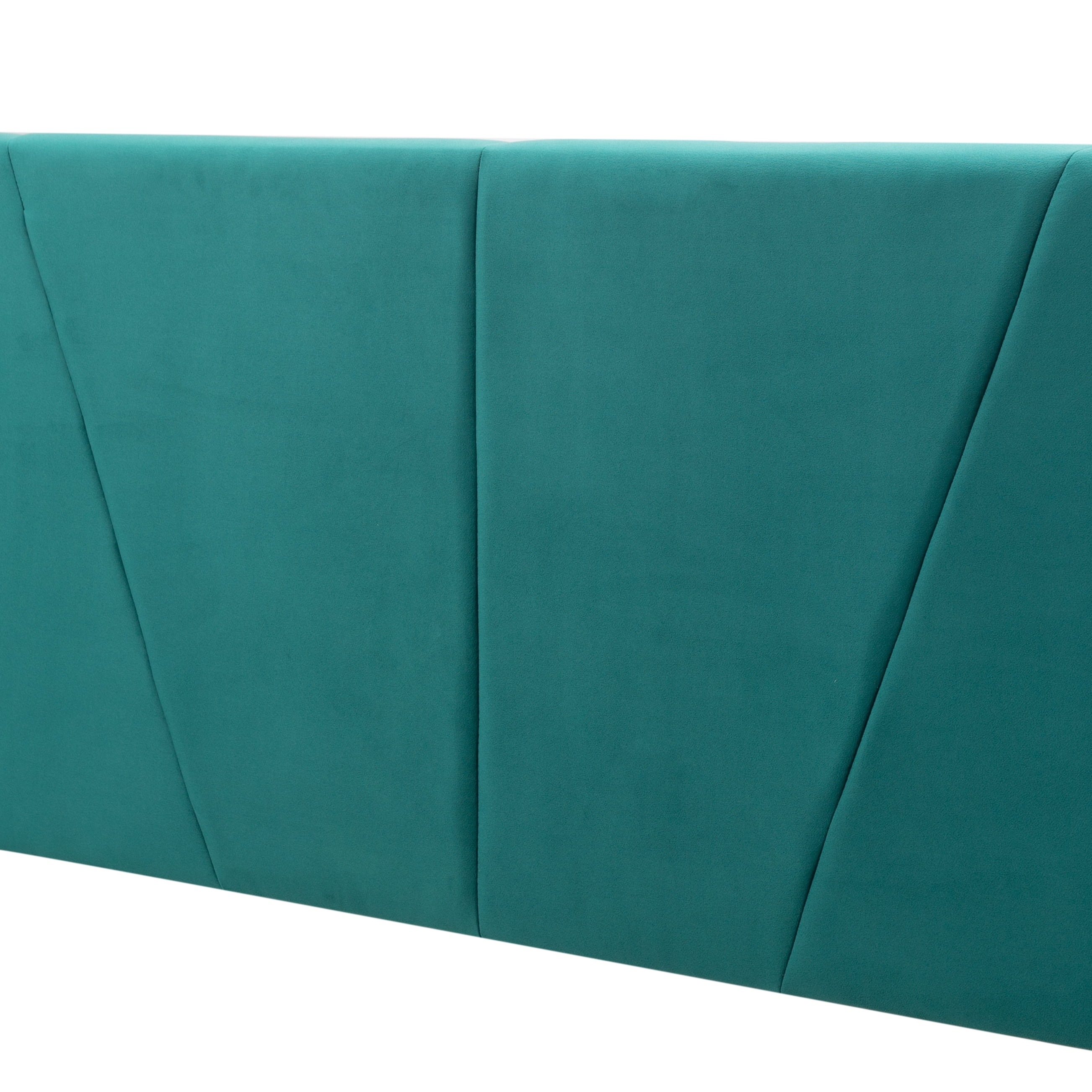 BRGMAUS Queen Bed Frame, with Headboard, , Heavy Duty Feet, Easy Assembly, Linen/Velvet Upholstered Bed Frame with Wood Slats Support, Queen Bed Frame (Green)