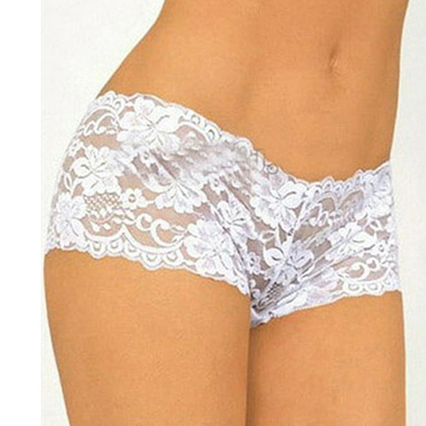 HEVIRGO Women Sexy Floral Lace Seamless Panty Briefs Boxer Shorts Underwear,Black  S 
