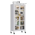 thumbnail image 4 of Kitchen Shelving Unit - White Metal Floor-ceiling With Double Doors, 250kg Bearing, Smooth Movement & 360° Rotating Storage: Door Cabinet Motion Wheels, 4 of 4