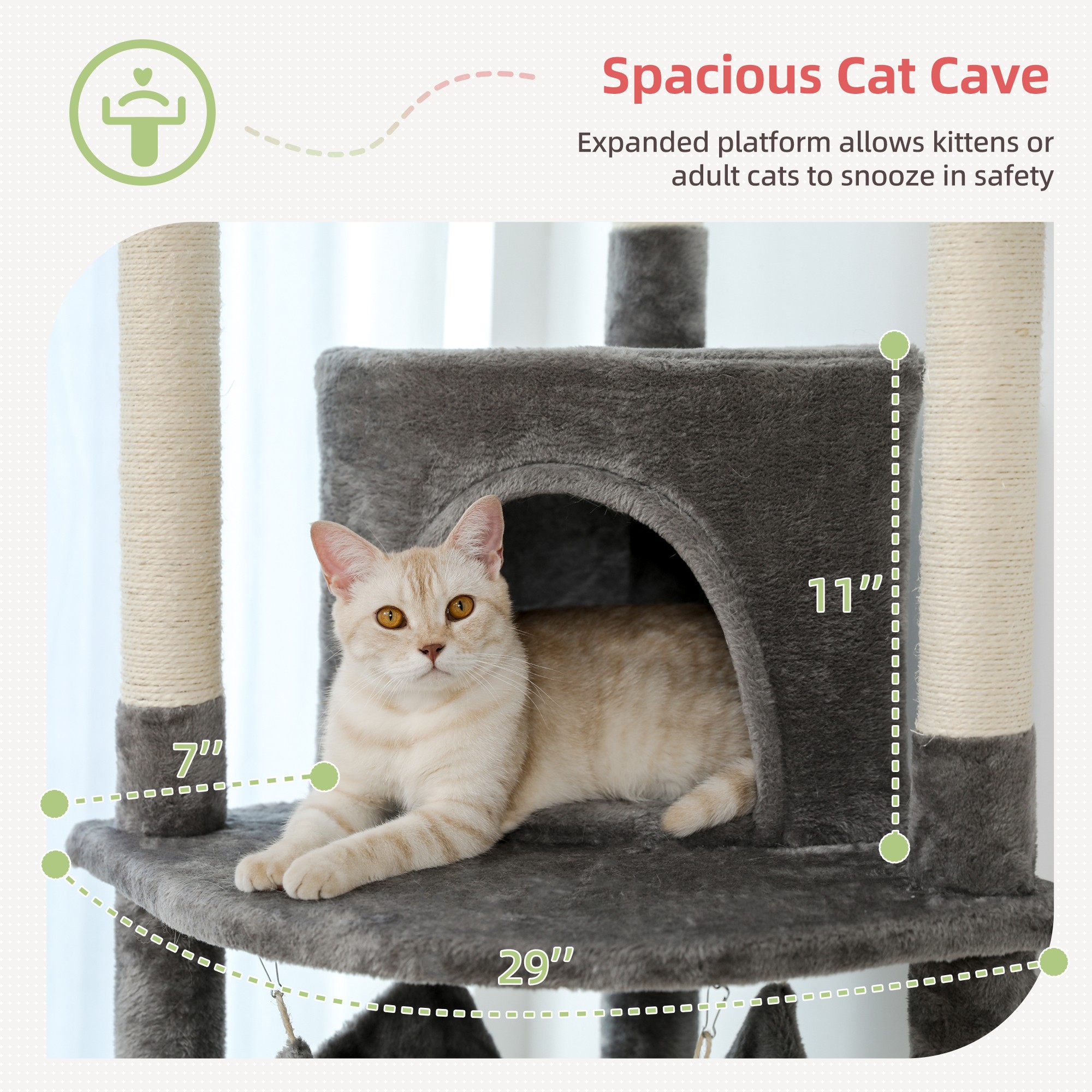 resenkos Floor to Ceiling Cat Tree for Indoor 92"-101" Height Adjustable Cat Tower, Kitty Climbing Play House with Cozy Cat Condo, Perches and Hammock, Gray