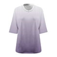 thumbnail image 5 of Uaswgudfs Women's Plus Size Ombre V-Neck 3/4 Sleeve T Shirt – Loose Fit Daily Fashion Top Women's Plus Size Tops White 4XL, 5 of 5