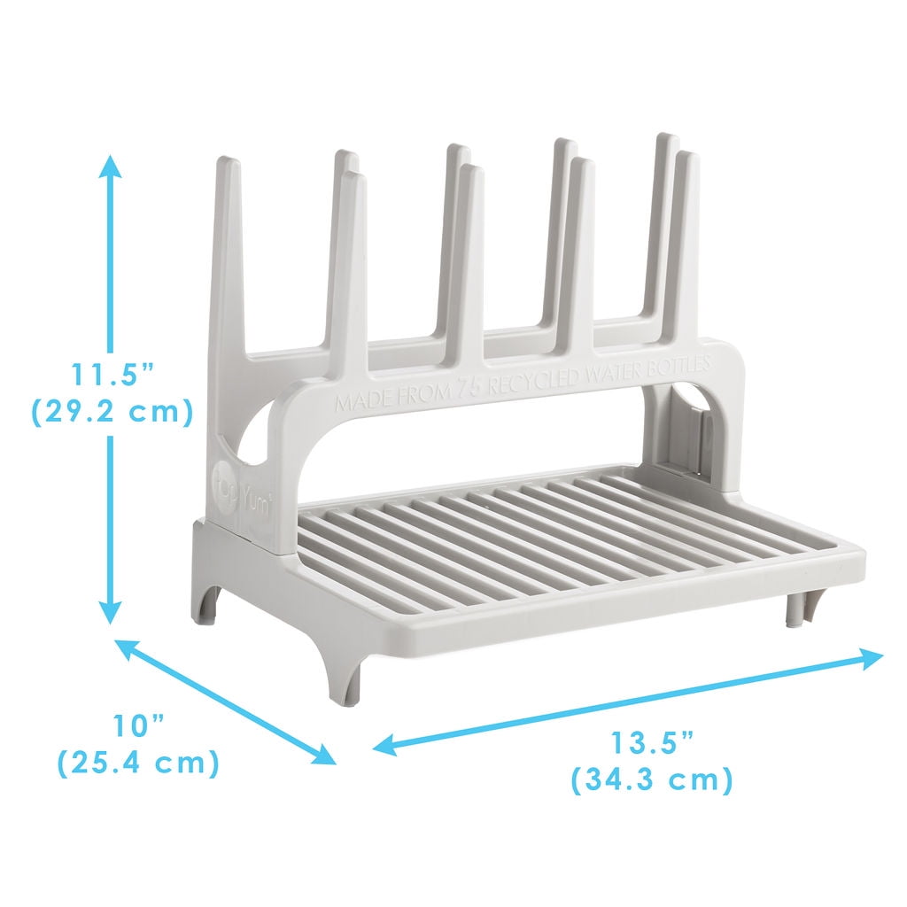 PopYum Seattle Gray Space Saving Drying Rack from 100% Recycled Bottles, countertop for baby bottles