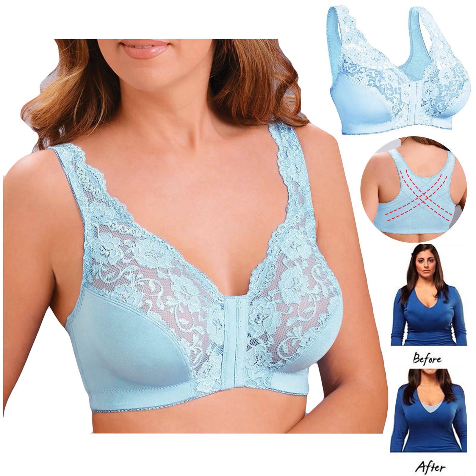 Kddylitq Plus Size Bras With Back Fat Coverage Racerback Smoothing
