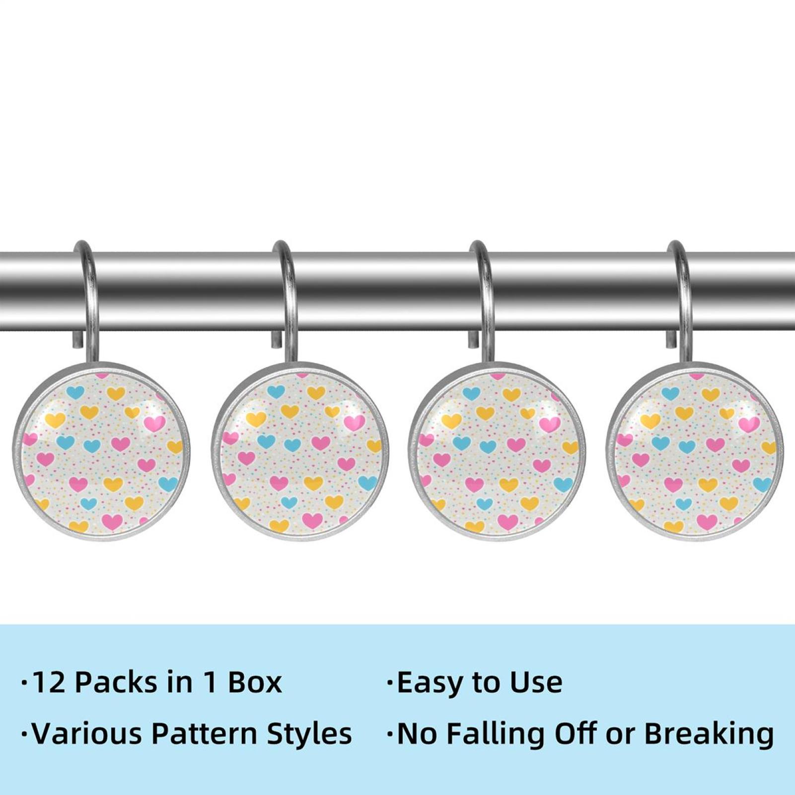 HemaKayy 12 Pcs Shower Curtain Hooks Bathroom Decorative Accessories Wave Point Big Love
