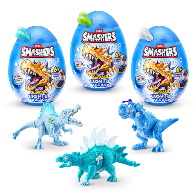 Juguete ZURU SMASHERS Mini Jurassic Light Up Ice Age, pack de 3