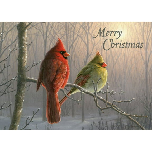 LPG Greetings Cardinals on Branch Christmas Card (1 card/1 envelope)