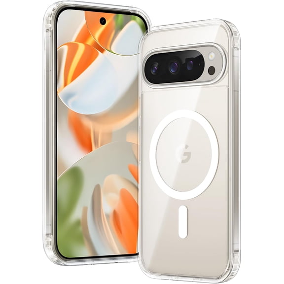 KOMI for Google Pixel-9-Pro XL Case: Clear Case Magnetic Military Grade Drop Protection Anti Yellowing Cell Phone Cover - Rugged Shockproof Protective Bumper Transparent Cases (Clear)