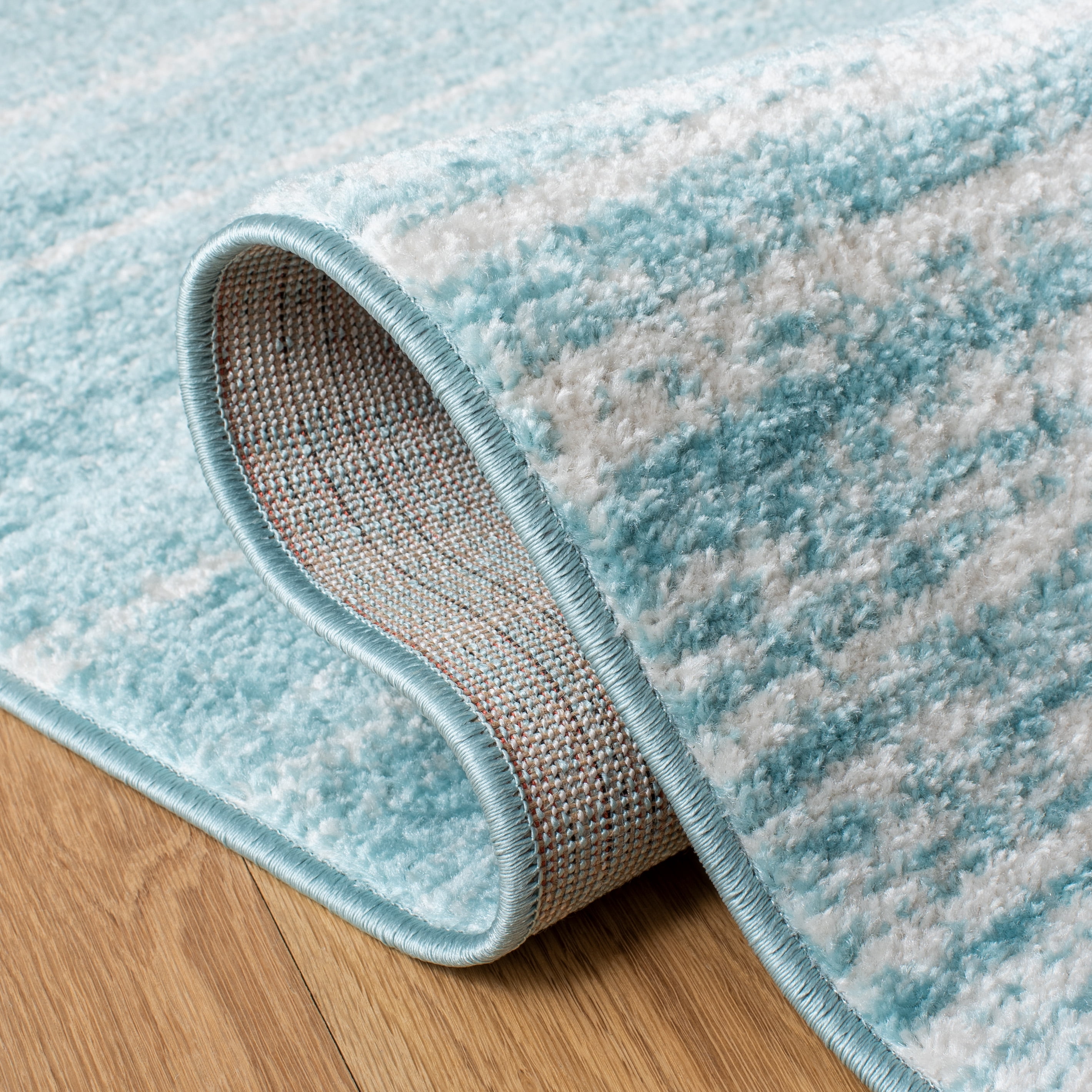 SAFAVIEH Adirondack Esmond Striped Area Rug, Aqua/Ivory, 9' x 12' - Large - Modern Design, Aqua & Ivory, Ideal for Living Room, Bedroom, Dining Space