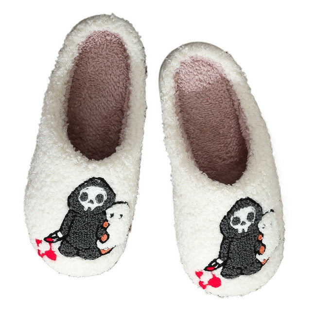 Suaves y peludas termales plates calientes zapatos casa la halloween lujo cómodos anti-Slip para interior al aire libre