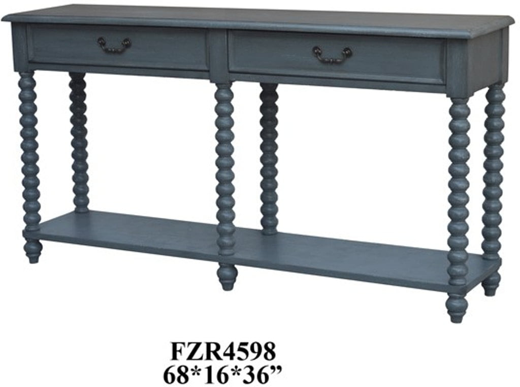 Crestview Morrisey Turned Leg Slate Grey 2 Drawer Console Table Cvfzr4598 Com Drawer Console Table, Black Turned Leg Console Table