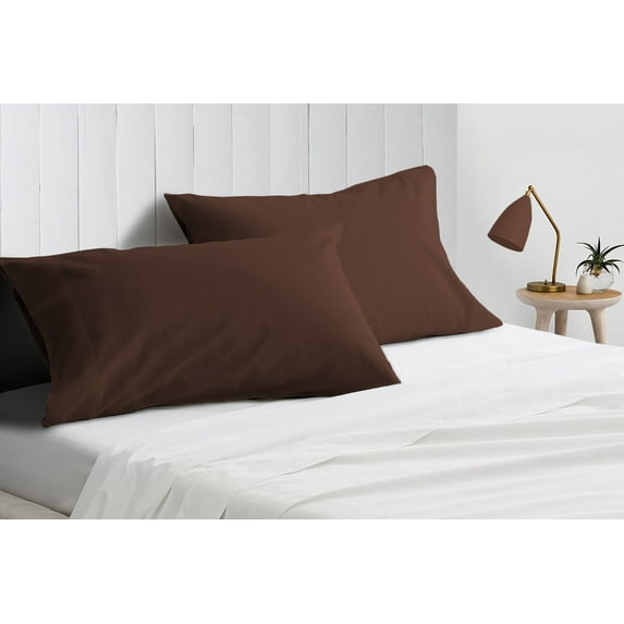 King Pillowcase Size Chocolate Soft Brushed Pillow Cover Microfiber Hotel Luxury Fade Wrinkle Stain Resistant Bedding