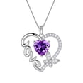 thumbnail image 1 of Juwaliy Collar de Corazón de Amor Morado Mariposa Collar de Piedra de Nacimiento de Febrero Amatista Dije de Plata Esterlina 925 Joyería Mujer Mamá Cumpleaños Regalo Del Día de San Valentín, 1 of 10