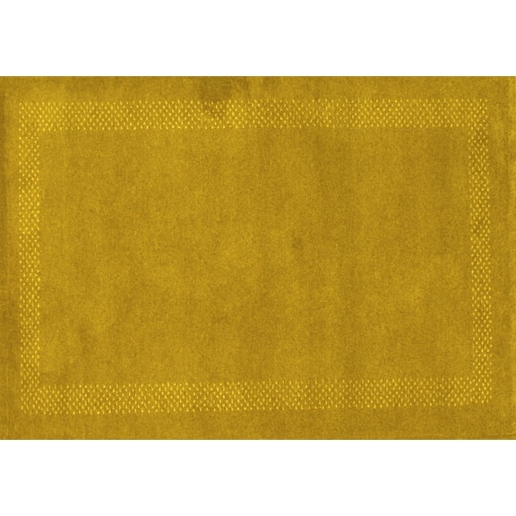 Ahgly Company Machine Washable Indoor Rectangle Abstract Yellow Contemporary Area Rugs, 5' x 7'