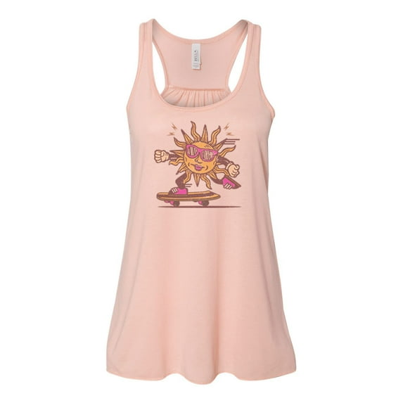 "Women's Vintage Tank Top, Sun Skate, Retro Tank, Racerback, Soft Bella Canvas, Gift For Her, Funny Shirts, Skateboard Shirt, Women's Skating, Peach, EXTRA SMALL"