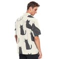 thumbnail image 4 of Ckdifva Cats in Cream Background Mens Button Down Short Sleeve Shirt Casual Shirts Beach Hawaiian Shirts, 4 of 8
