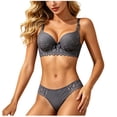thumbnail image 2 of Seamless Athletic Wirefree Bra Women's Push up Lace Bra & Panty Set, Bow Lace Trim Adjustable Strap Bralette Matching Underwear Set Gray 40, 2 of 4
