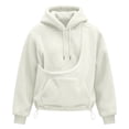 thumbnail image 3 of Women Sherpa Pet Carrier Hoodie, Plush Kangaroo Pocket Pullover for Small Dog Cat, 3 of 5