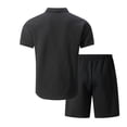 thumbnail image 4 of LWavelet Men's Geometric Jacquard Button Down Shirt and Drawstring Shorts Set Vacation Wear Black XL, 4 of 4