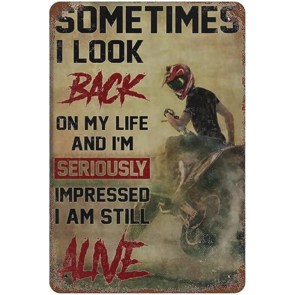 Vintage Motorcycle Metal Tin Sign Wall Art, Retro Garage Bar Home Decor, 12 x 8 Inch