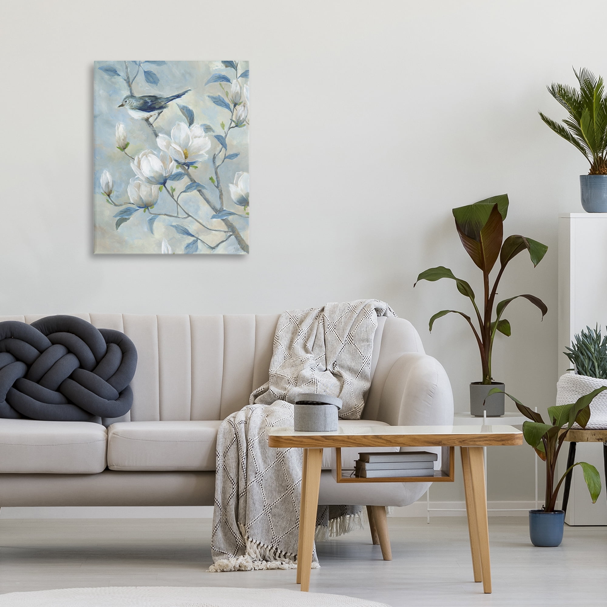 Stupell Industries Blue Bird in Magnolia Tree Canvas Wall Art, design by Nan