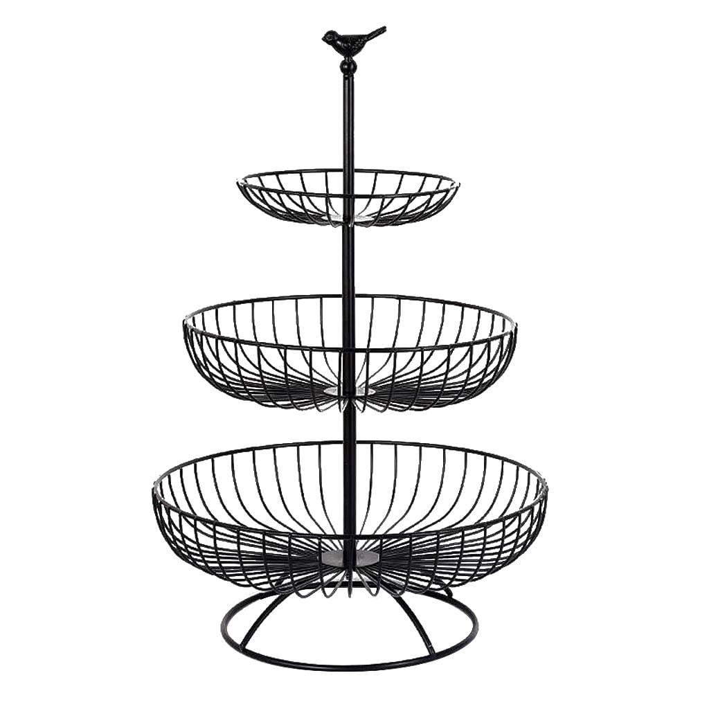 Fiocias 3 Tiered Fruit Basket Metal Wire Fruit Bowls Stand Rack for Kitchen 30cm 24.5cm