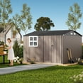 thumbnail image 1 of 8x10 FT Outdoor Storage Shed, Metal Garden Tool Shed with Updated Frame Structure, Lockable Doors and Windows, Ideal for Backyard Garden Patio Lawn, Brown, 1 of 9